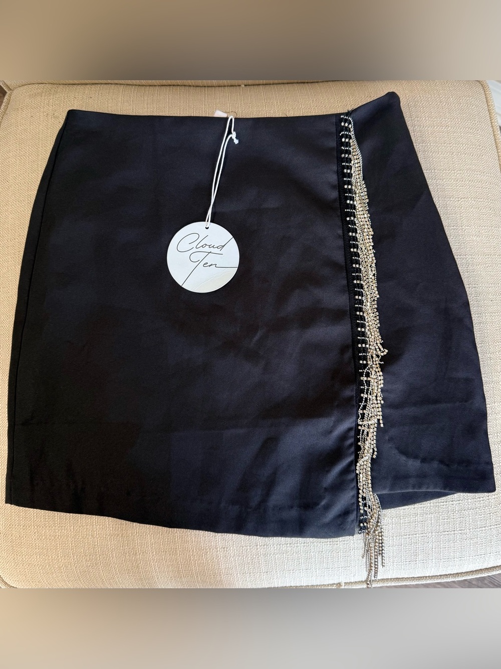 Cloud Ten Black Mini Skirt with Silver Bling Fringe